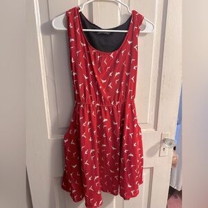 Red w/white bird pattern dress with pockets. Size s/m Brand Boho Chic